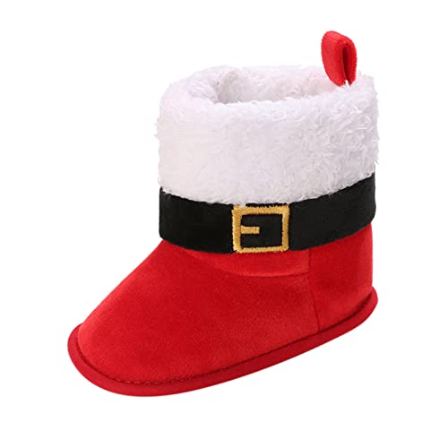 CUTeFiorino Schuhe Baby Boy Winter Baby Stiefel Jungen und Mädchen Baumwollschuhe High Top Baumwolle Wolle Warm und bequem Weihnachten Santa Look Colorblock Schuhe Junge (Red, 22 Toddler) von CUTeFiorino