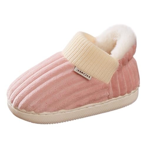 CUTeFiorino Socken Mit Gummisohle Kinder-Hausschuhe, Mädchen-Hausschuhe, Baumwolle, Bequeme Hausschuhe, Schlafzimmer-Hausschuhe, Winter-warme Innenschuhe Slipper Mädchen (Pink, 33.5 Big Kids) von CUTeFiorino