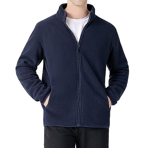 CUTeFiorino Softshelljacke Herren Schwarz Einfarbige, lockere, lässige Stehkragenjacke für Herren, Fleecejacke M Ms (Dark Blue, XXXXXL) von CUTeFiorino