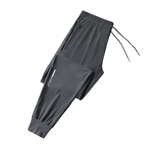 CUTeFiorino Sporthose-Herren-Sommer Dünne Dehnbare Jogginghose Stretch Sweathose Atmungsaktiv Trainingshose mit Zip Taschen Gummizug Sweatpants EIS-Seide Quick-Dry Fitness Gym Hose Bodybuilding L-8XL von CUTeFiorino