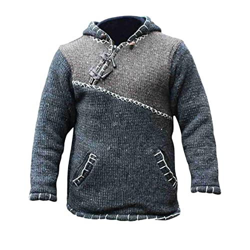 CUTeFiorino Sweatshirt Herren Derbe Herren Herbst und Winter Lose Jugend Mode Lässig Sport Farbblockierung Strickpullover Hoodie Top (Grey, XXL) von CUTeFiorino