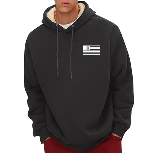 CUTeFiorino Trainings Sachen Sweatshirt Men's Winter Plus Velvet Thickened Warm Cold Proof Heavy Sweatshirt Herren Pullover Mit (Black, M) von CUTeFiorino