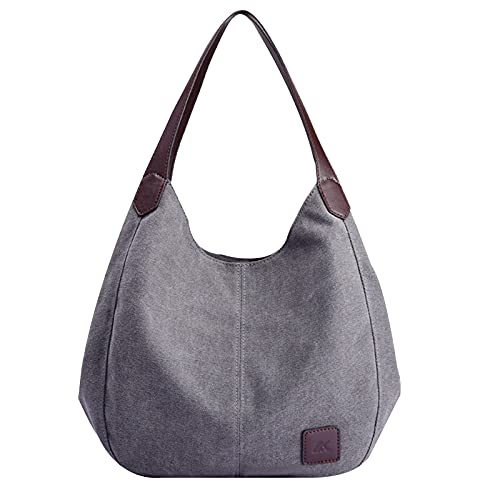 CUTeFiorino uzierte Taschen Tasche Umhängetaschen Handtasche Tasche Multi-Beutel Leinwand Shopper Tasche Sandwich Taschen (Grey, One Size) von CUTeFiorino