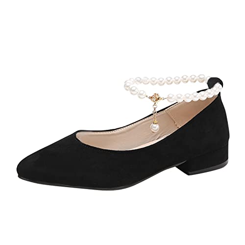 Damenschuhe Elegant solide, Flache High Heels, einzelne Business-Schuhe Highheels Schuhe Damen Modetalente Damen Shop Schuhe (Black, 46) von CUTeFiorino