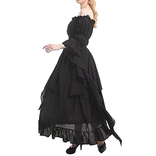 Gothic Kleider Kleid Damen Halloween Karneval Damen Cocktailkleider Tied Court Style Vintage Langarm Sommerkleid Renaissance Kleid Abendkleid Bound Waist Elegantes Partykleid von CUTeFiorino