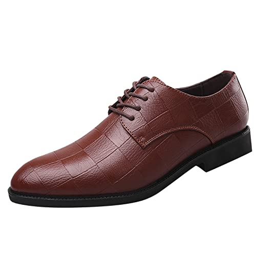 Herren Hochzeit Brogue Schuhe Schuhe für Herren Herren | Schnürschuhe Freizeit, einfarbige Lederschuhe für Herren Business-Halbschuh Schwarz 48 Anzugschuhe Schwarz Breit Brogues (Z jsjmD-Brown, 47) von CUTeFiorino