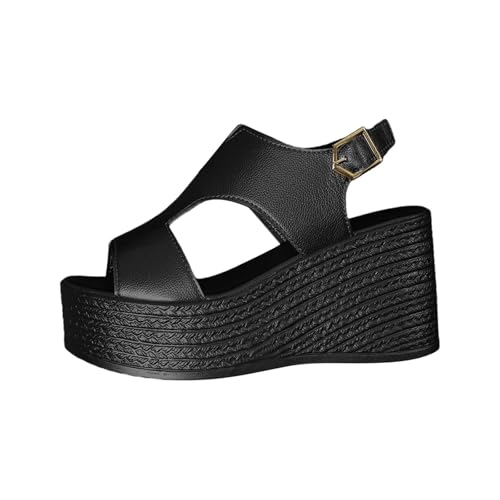 Sandaletten Damen Mit Keilabsatz - Freizeit Plateau Strandschuhe Casual Für Frauen Espadrilles Mit Absatz Offene Sandaletten Heel Schuhe Keilabsatz Sommer Wedge Sandalen Wedges Sommerschuhe von CUTeFiorino