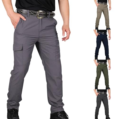 Softshell Wanderhose Herren Stretch Gerade Leicht Cargo Hose Army Combat Hose Freizeithose Herren lang Stretch Outdoor Arbeitshosen Atmungsaktiv Schnelltrocknend Trainingshose S-4XL von CUTeFiorino