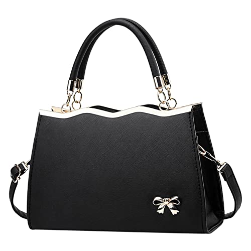 Vintage Taschen Frauen Taschen Taschen Damen Trendy Bow Fashion Sport Messenger Schulter Handtasche Taschen Set Für Damen Unter 10 (Black, One Size) von CUTeFiorino