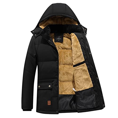 Wintermantel Herren Thermomantel Winter, Winddicht Daunenjacke mit Reißverschluss Einfarbig Jacke Winter Warm Steppjacke Leichte Winterjacke mit Kapuze Große Größen Outdoor Skimantel M-8XL von CUTeFiorino