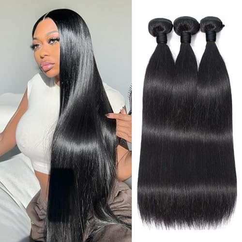 Haarverlängerung, Echthaar, glatt, Echthaar, 40,6 cm, 50,8 cm, Echthaar, für schwarze Frauen Haarverlängerung, Echthaar, glatt, Echthaar, 40,6 cm, 50,8 cm, Echthaar, für schwarze Frauen von CUUYUN