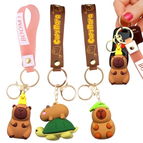 CUZKC 3 Stück Capybara-Schlüsselanhänger, Tierfigur, lustiger für Rucksack, süßer Capy bara-, Taschenanhänger CUZKC 3 Stück Capybara-Schlüsselanhänger, Tierfigur, lustiger für Rucksack, süßer Capy bara-, Taschenanhänger von CUZKC