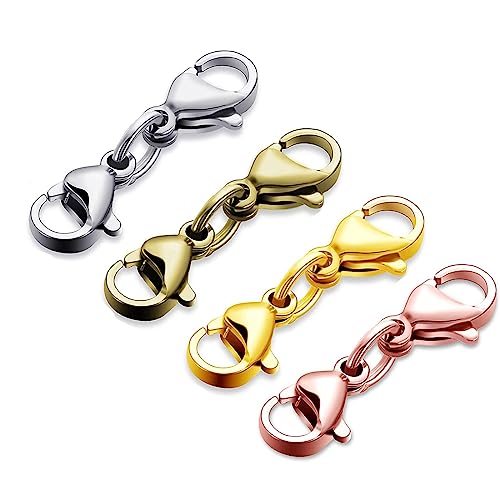 CUZYP 12er-Pack Karabinerverschlüsse mit zwei Enden, Schmuckverlängerungsverschlüsse, Schmuckverschlüsse zum Befestigen von Armbändern/Halsketten (Gold, Silber, Schwarz, Roségold) von CUZYP