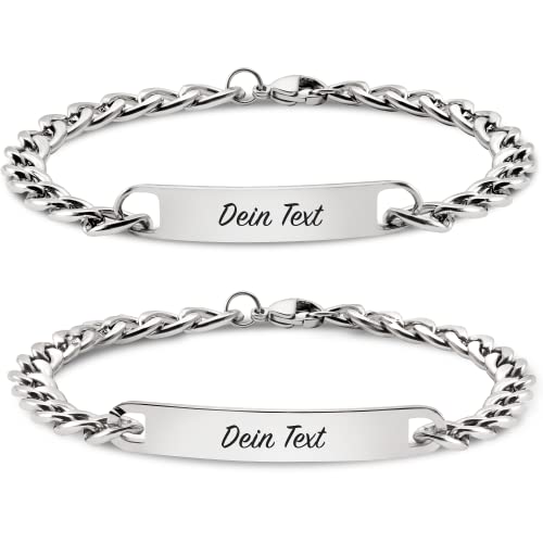 Edelstahlarmband mit Wunschgravur mit Namen Personalisiert | Personalisierbare Armbänder für Pärchen | Paar I Freundschaftsarmband (Schwarz) von CV couplevibes