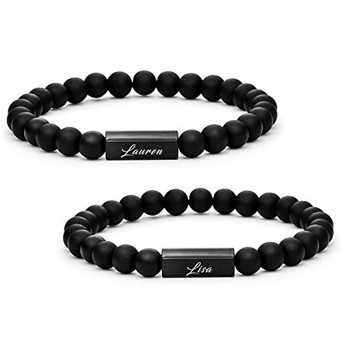 CV couplevibes Personalisierte Armbänder mit individueller Wunschgravur | Partnerarmband | Armband mit Gravur | Freundschaftsarmband Pärchen Armband (2 Armbänder) von CV couplevibes