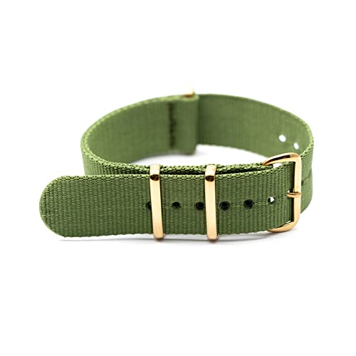 CVBF Nylon NATO Uhrenarmband 18mm 20mm 22mm 24mm Ersatzuhr Armband mit Edelstahl Goldene Schnalle, 20mm von CVBF