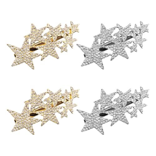 4 Stück Stern-Haarspangen, Strass-Haarspangen, Elee Haarspangen, Glänzende Haarspangen, Frisur-Dekoration-Haarspangen, Damen-Haarspangen von CVDYWDJIE