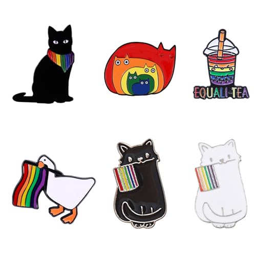 CVDYWDJIE 6 Stück Bunte Cartoon-Bär-Broschen, Regenbogen-Stolz-Anstecknadeln, Metallabzeichen Für Frauen, Lustige Anstecknadeln, Kleidungsdekorationsbroschen von CVDYWDJIE