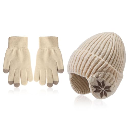 CVDYWDJIE 1 Strickmütze Und 1 Paar Strickhandschuhe, Winter-Thermoprodukte, Fleece-Warmmütze, Gehörschutz-Mütze, Touchscreen-Handschuhe CVDYWDJIE 1 Strickmütze Und 1 Paar Strickhandschuhe, Winter-Thermoprodukte, Fleece-Warmmütze, Gehörschutz-Mütze, Touchscreen-Handschuhe von CVDYWDJIE
