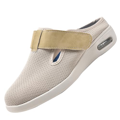 CVFOMBN Anti-Rutsch-Schuhe für Senioren,Anti-Rutsch-Schuhe, verstellbare Seniorenschuhe, breit und bequem, geeignet für geschwollene Füße und Plantarfasziitis,Beige▁46 von CVFOMBN