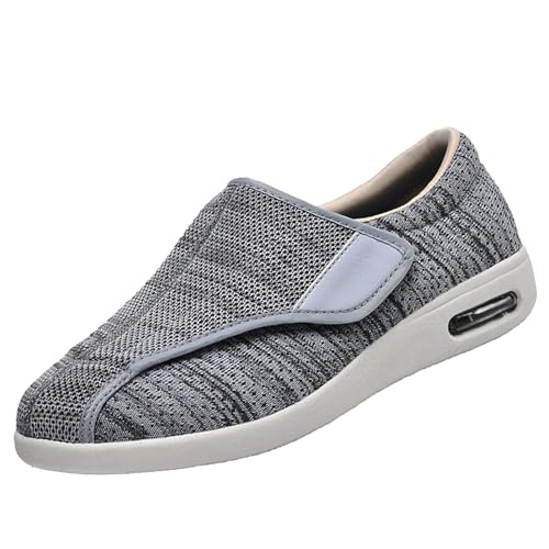 CVFOMBN Breite Gesundheitsschuhe mit Klettverschluss,Orthopädischer Wanderschuh mit Fußgewölbeunterstützung und verstellbaren Riemen für geschwollene Füße.Light Gray，43 von CVFOMBN