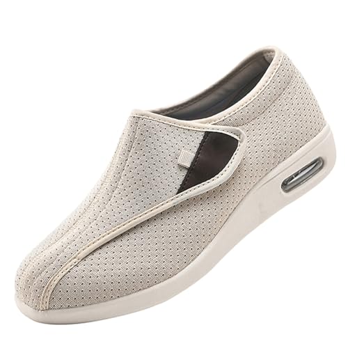 CVFOMBN Breiten Klettverschluss Gesundheitsschuhe,Orthopädischer Wanderschuh mit Fußgewölbeunterstützung und verstellbaren Riemen für geschwollene Füße,Beige▁43 von CVFOMBN