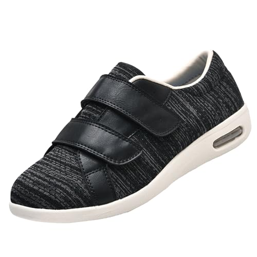 CVFOMBN Breiten Klettverschluss Gesundheitsschuhe,Orthopädischer Wanderschuh mit Fußgewölbeunterstützung und verstellbaren Riemen für geschwollene Füße.Black Gray 47 von CVFOMBN