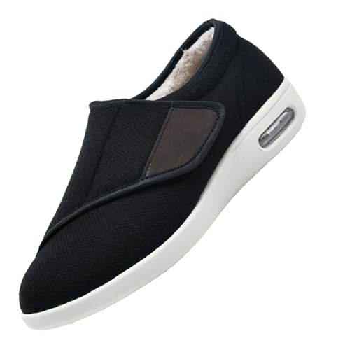 CVFOMBN Damen Diabetikerschuhe,Extra Weite Einstellbar Walking für Fußschwellung erweiterte Breiten Klettverschluss Gesundheitsschuhe.Black－43 von CVFOMBN