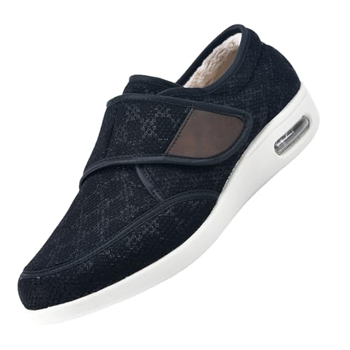 CVFOMBN Damen Diabetikerschuhe,Senioren Hausschuhe Slipper Herren Klettverschluss Pantoffeln Reha-Schuh Unisex-Erwachsene Gesundheitsschuhe.Black－42 von CVFOMBN