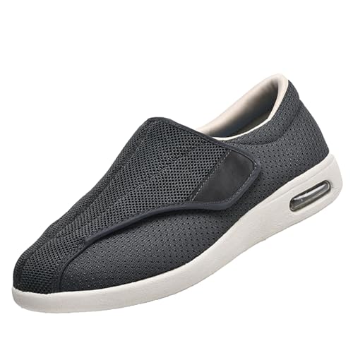 CVFOMBN Damen Hausschuhe für Diabetiker,Gesunde Sportschuhe mit weitem Klettverschluss und niedrigem Schaft, Linderung von Fußschwellungen, gesunde Schuhe.Grey 50 von CVFOMBN