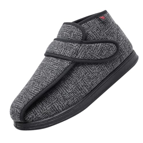 CVFOMBN Damen Klett-Halbschuh,Herren Extra Weit Freizeitschuhe Verbandsschuhe Hallux Orthopädische Schuhe mit Klettverschluss Breiter.Grey－37 von CVFOMBN