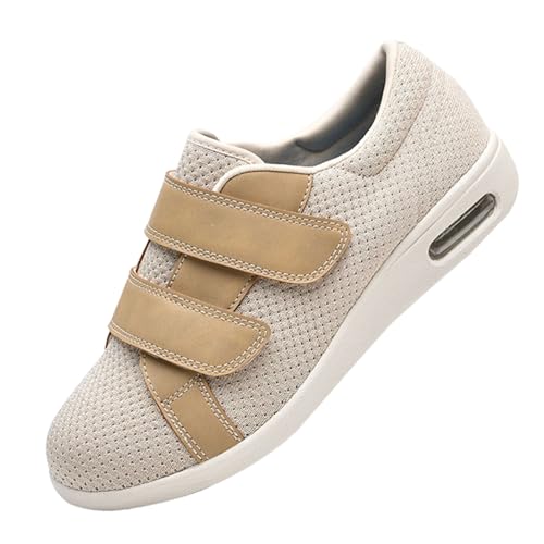 CVFOMBN Damen Klett-Halbschuh,Verstellbare Gesundheitsschuhe Verbandschuhe bei geschwollene Füße Reha-Schuhe Ödeme Hausschuhe,Khaki,39 von CVFOMBN