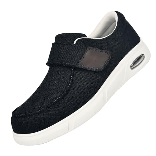 CVFOMBN Damen Klett-Halbschuh,Verstellbare Gesundheitsschuhe Verbandschuhe bei geschwollene Füße Reha-Schuhe Ödeme Hausschuhe.Black－38 von CVFOMBN