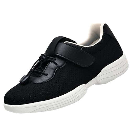 CVFOMBN Diabetes Schuhe Air Cushion Gesundheitsschuhe,Anti-Rutsch-Schuhe, verstellbare Seniorenschuhe, breit und bequem, geeignet für geschwollene Füße und Plantarfasziitis,Black▁43 von CVFOMBN