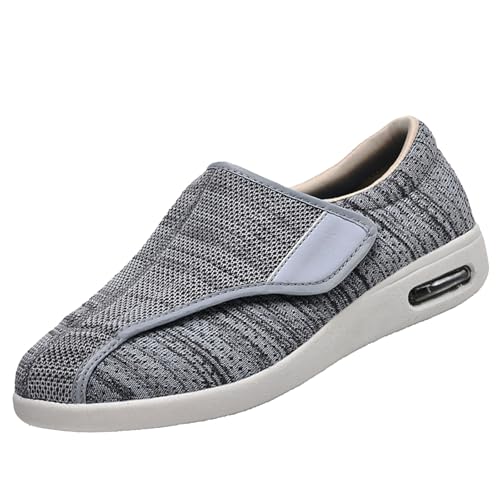 CVFOMBN Diabetes Schuhe Air Cushion Gesundheitsschuhe,Verstellbare Hausschuhe für geschwollene Füße,rutschfeste Rehabilitationsschuhe für ältere Menschen.Dark Gray 45 von CVFOMBN