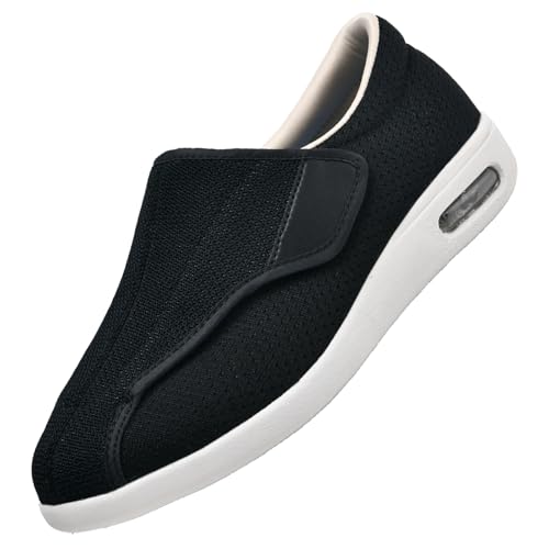 CVFOMBN Diabetiker Hausschuhe,Extrabreite verstellbare Diabetiker-Fußschuhe für Senioren und Patienten mit geschwollenen Füßen.black-47 von CVFOMBN
