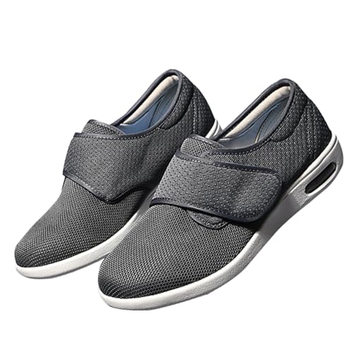 CVFOMBN Diabetiker Hausschuhe,Herren Extra Weit Freizeitschuhe Verbandsschuhe Hallux Orthopädische Schuhe mit Klettverschluss Breiter.Grey,43 von CVFOMBN