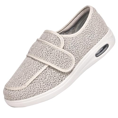 CVFOMBN Diabetiker Hausschuhe,Verstellbare Gesundheitsschuhe Verbandschuhe bei geschwollene Füße Reha-Schuhe Ödeme Hausschuhe.Beige,50 von CVFOMBN