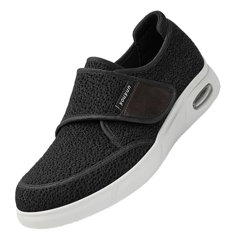 CVFOMBN Diabetiker Hausschuhe,leichte und atmungsaktive Laufschuhe für Orthopäden Patienten mit geschwollenen Füßen.black-46 von CVFOMBN