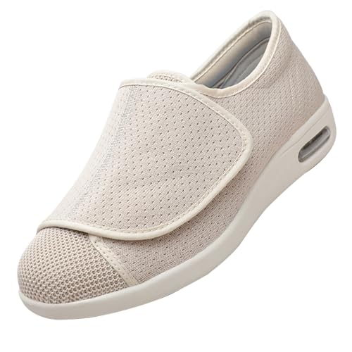 CVFOMBN Diabetiker Hausschuhe Damen,Verstellbare, breite und Bequeme Seniorenschuhe für geschwollene Füße und Plantarfasziitis,Beige,43 CVFOMBN Diabetiker Hausschuhe Damen,Verstellbare, breite und Bequeme Seniorenschuhe für geschwollene Füße und Plantarfasziitis,Beige,43 von CVFOMBN
