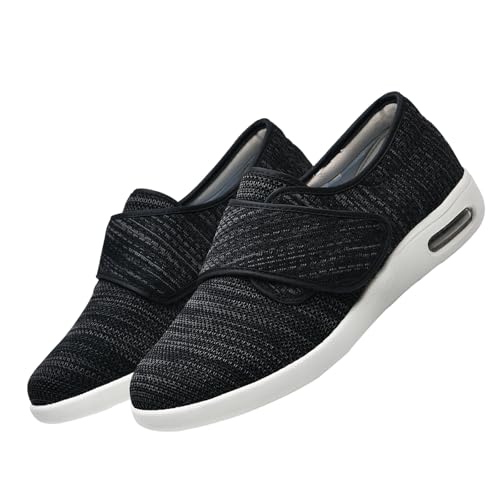 CVFOMBN Diabetiker-Hausschuhe FüR Herren,Hausschuhe mit Klettverschluss Leichte Atmungsaktiv Pantoletten Memory Foam Bequeme Slipper.Black Gray,40 von CVFOMBN