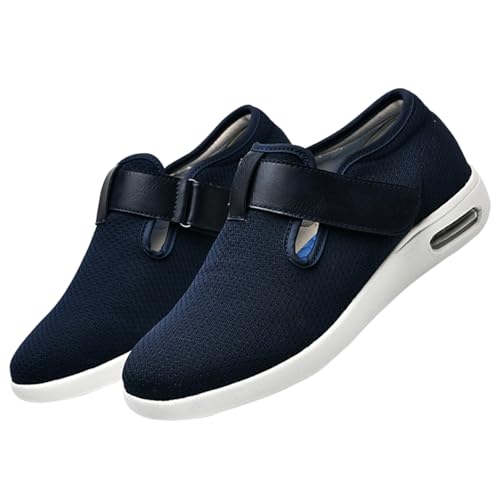 CVFOMBN Diabetiker-Hausschuhe für Herren,leichte und atmungsaktive Laufschuhe für Orthopäden und Patienten mit geschwollenen Füßen.Blue,47 von CVFOMBN