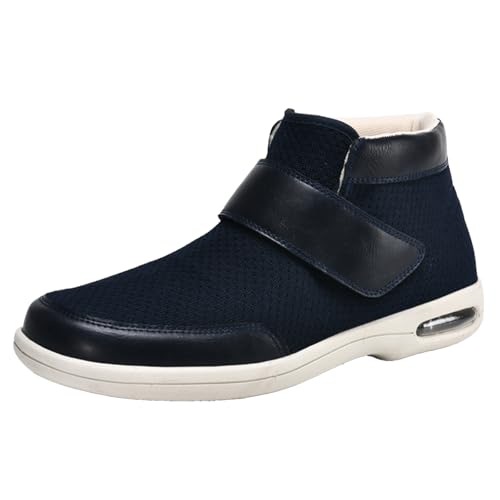 CVFOMBN Diabetiker-Pantoffeln Extra Breit,Herren Extra Weit Freizeitschuhe Verbandsschuhe Hallux Orthopädische Schuhe mit Klettverschluss Breiterblue－42 von CVFOMBN