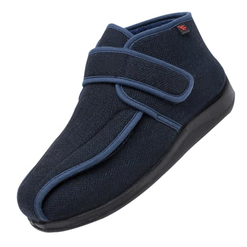 CVFOMBN Diabetiker-Pantoffeln Extra Breit,Herren Extra Weit Freizeitschuhe Verbandsschuhe Hallux Orthopädische Schuhe mit Klettverschluss Breiterblue－47 von CVFOMBN