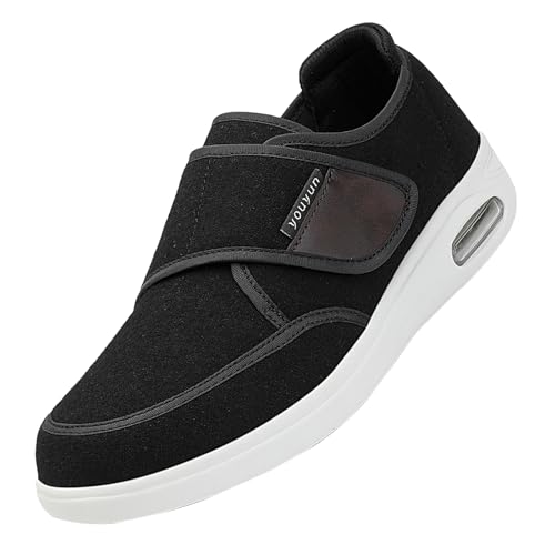 CVFOMBN Diabetiker-Pantoffeln extra breit,Klettverschluss Verstellbare Hausschuhe Bequemer Lässige Business Walkingschuhe für Geschwollene Füße.Black,41 von CVFOMBN