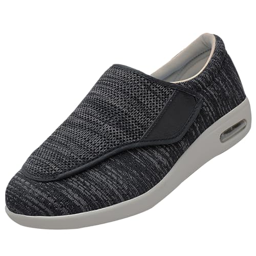 CVFOMBN Diabetiker-Pantoffeln für Männer,Orthopädischer Wanderschuh mit Fußgewölbeunterstützung und verstellbaren Riemen für geschwollene Füße.Black Gray 48 von CVFOMBN