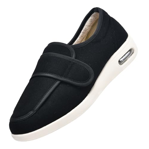 CVFOMBN Diabetiker Schuhe Damen Weite,Extra Weite Einstellbar Walking für Fußschwellung erweiterte Breiten Klettverschluss Gesundheitsschuhe.Black－45 von CVFOMBN