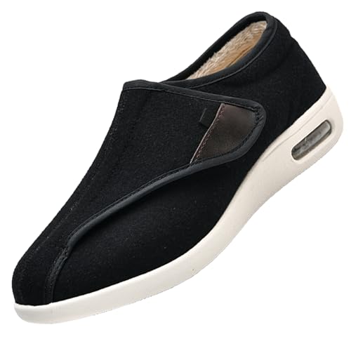 CVFOMBN Diabetiker Schuhe Damen Weite,Herren Extra Weit Freizeitschuhe Verbandsschuhe Hallux Orthopädische Schuhe mit Klettverschluss Breiter.Black－38 von CVFOMBN