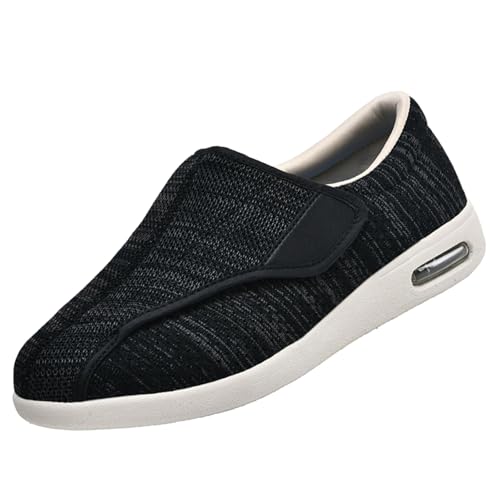 CVFOMBN Diabetiker Schuhe Herren,Orthopädischer Wanderschuh mit Fußgewölbeunterstützung und verstellbaren Riemen für geschwollene Füße.Black Gray 41 von CVFOMBN