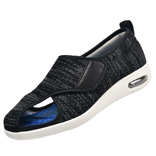 CVFOMBN Diabetiker Schuhe Herren Damen Extra,Extra Weite Sneaker mit Klettverschluss. Bequemer Laufschuh für breite, Flache Füße.,Black Gray▁47 von CVFOMBN